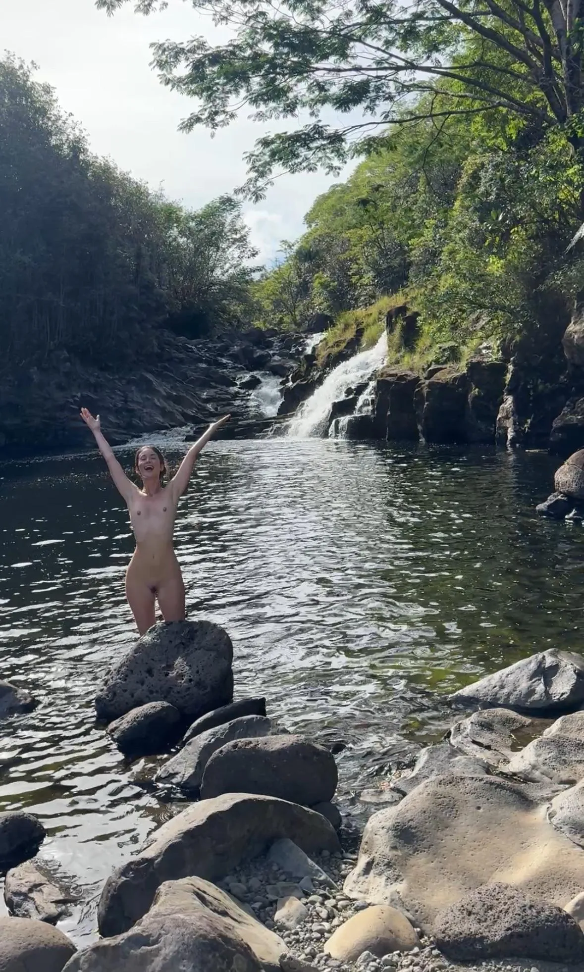 What could be better than a naked swim in a waterfall?