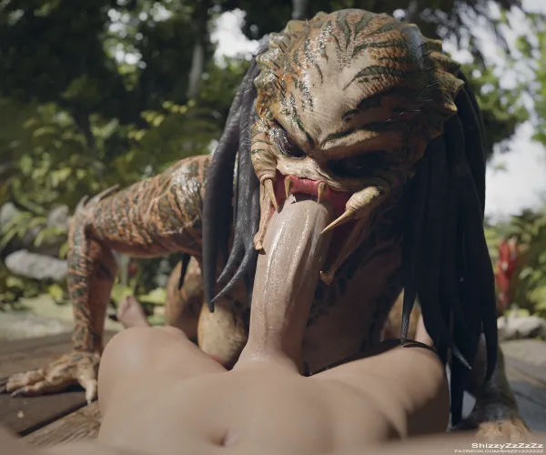 A blow job from a female Yautja requires bravery (Predator)[Shizzyzzzzzz]