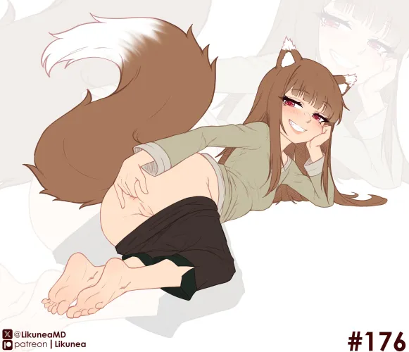 Holo just can't stop playing with her ass