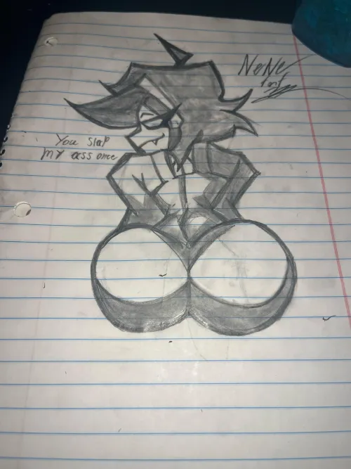 I I draw my favorite girl I’ll always like her name is Nene fnf it says slap my ass once