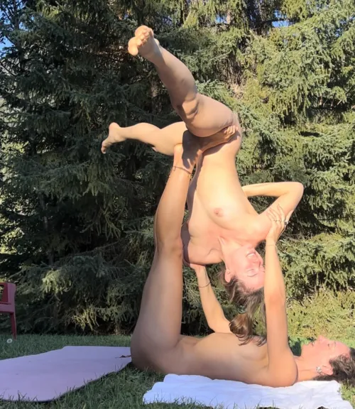 Naked acro yoga