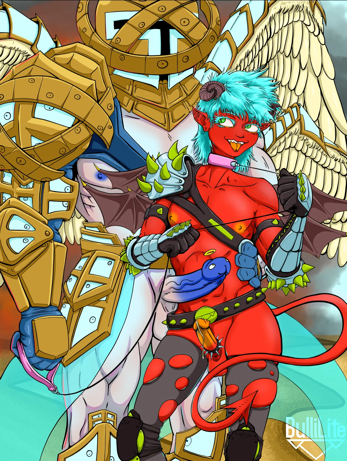 Gotta keep them Demon Brats on a tight leash [@BulliLite]