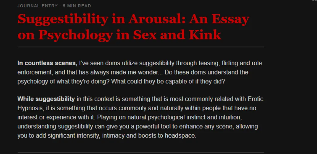 I Wrote an Essay on Suggestibility in Sex and Kink