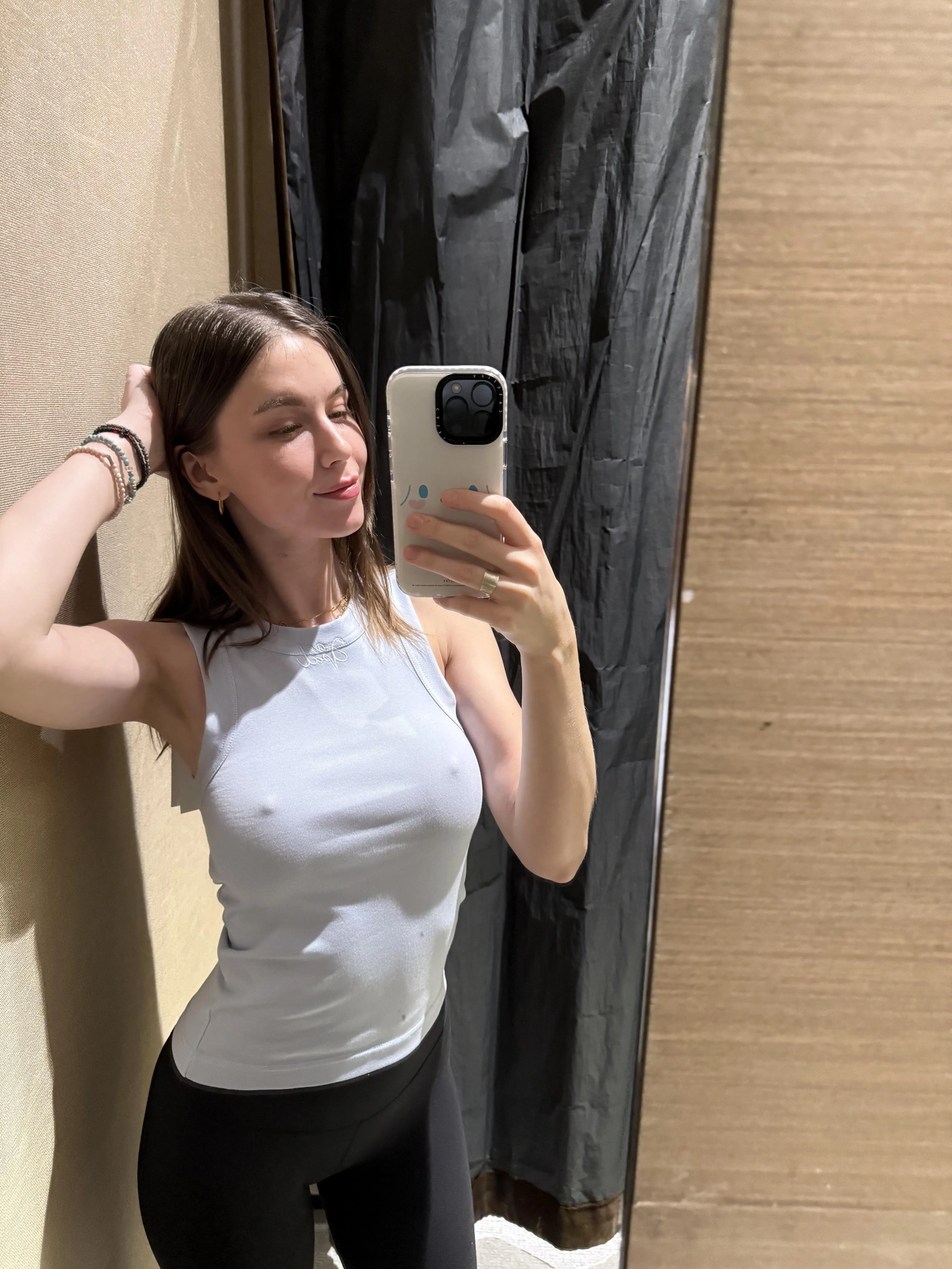 Trying my new top in the changing room