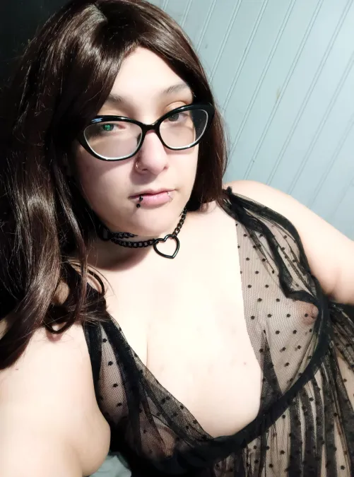 Showing my cute little perky titties in this sheer lingerie