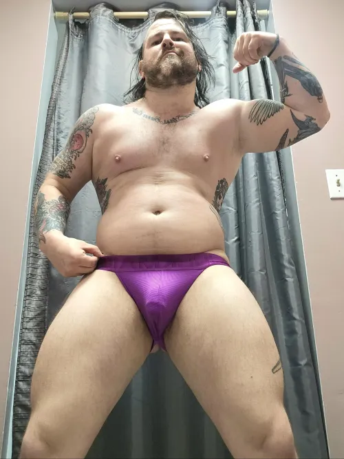 [Selling][US] Purple jock worn by sweaty powerlifter [$30]