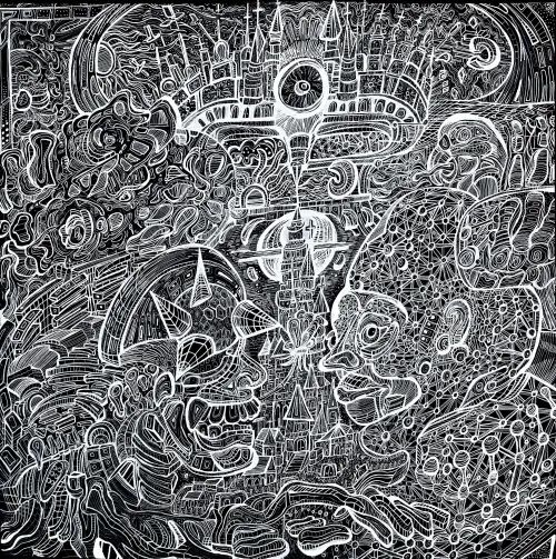 Cathedral - Ink and Acrylic painting.