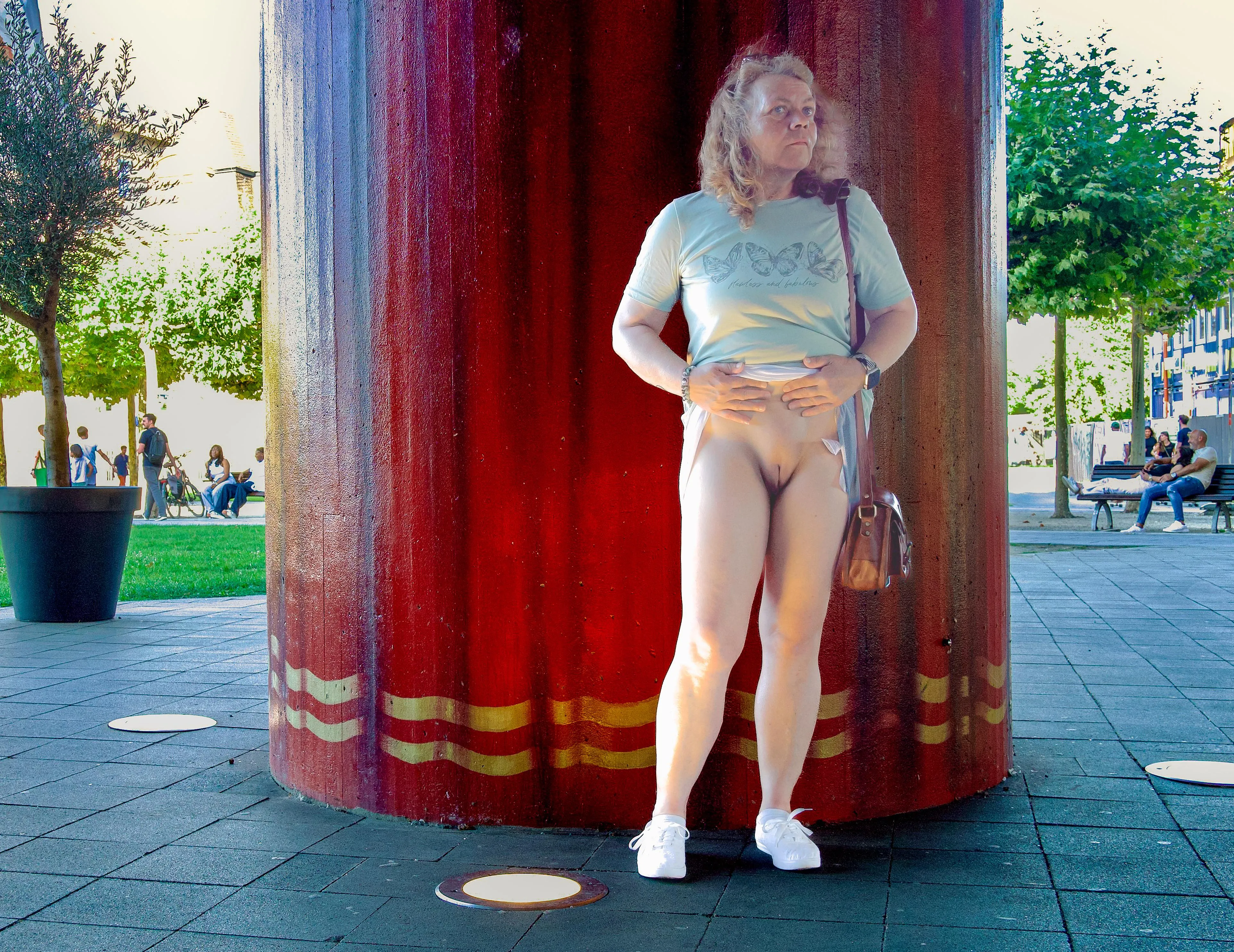 It was a sunny day. The promenade was well-frequented.