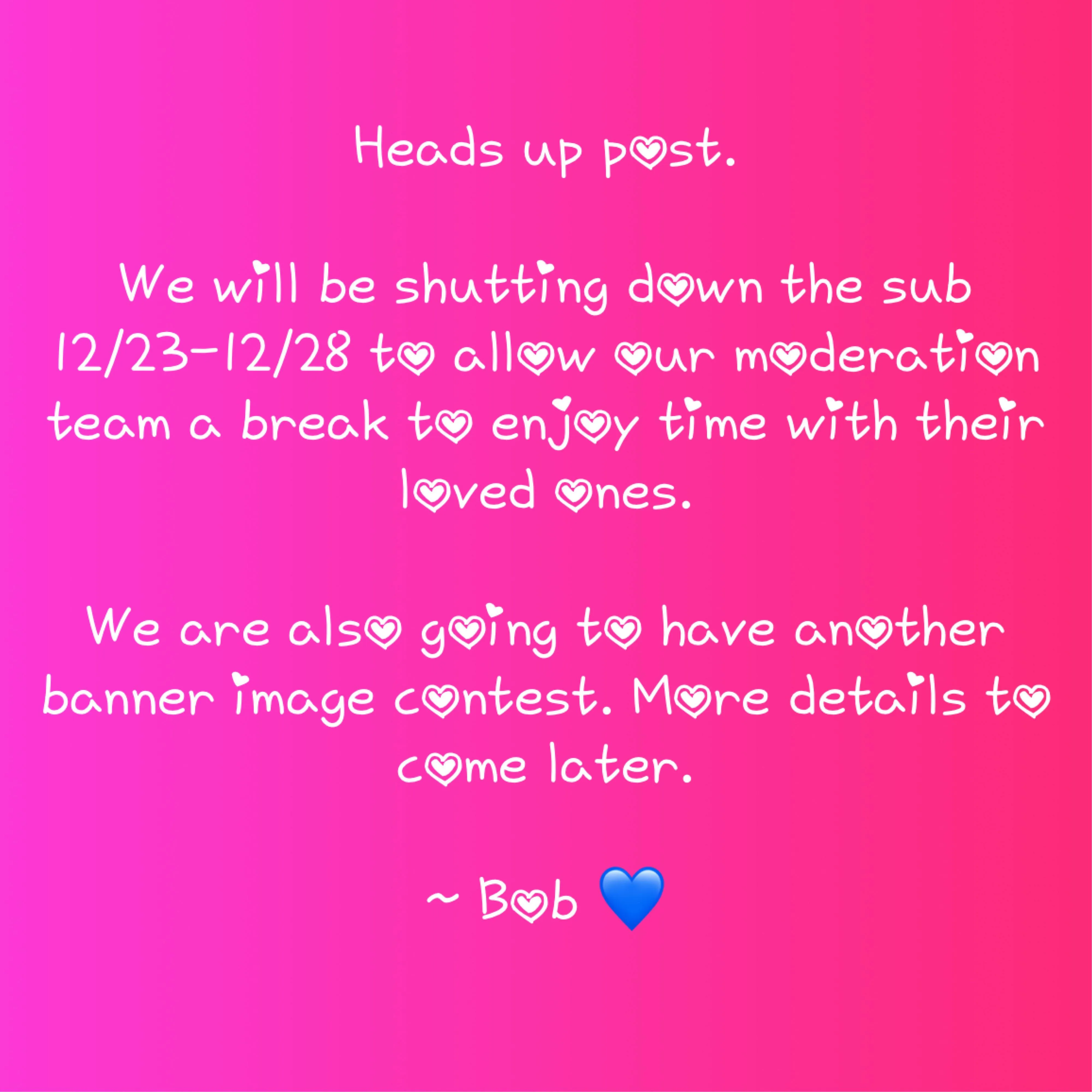 Sub will be closed on 12/23-12/28.