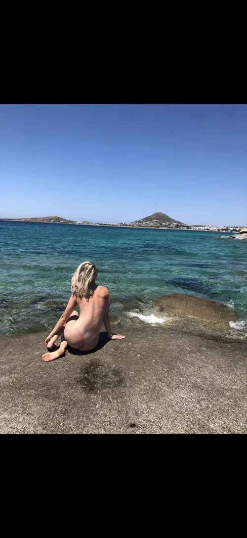 Admiring the Mediterranean views.