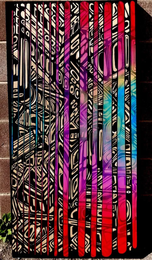 Inner-Mechanics, Ink and Acrylic painting on wood