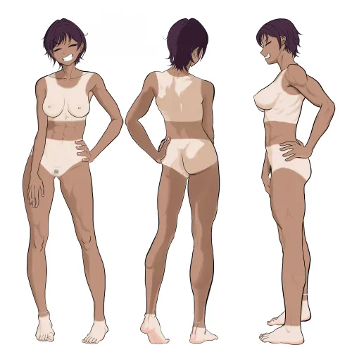 Tanned sporty tomboy