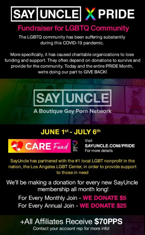 SayUncle partnered with LALGBTCenter.org and have pledged to donate $5 per monthly join + $25 per annual join on SayUncle.com