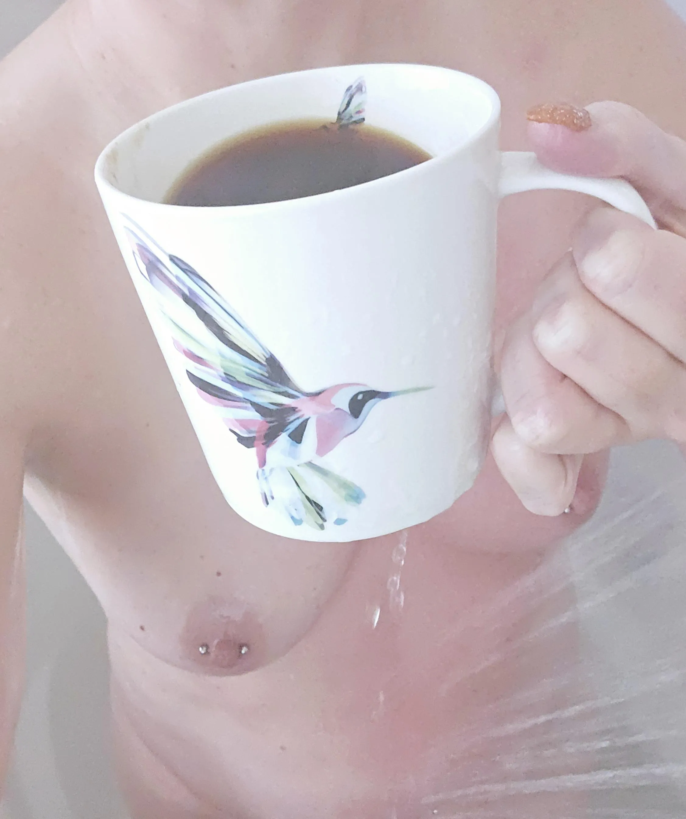 Morning shower — the coffee’s not the only thing hot and steamy ☕🔥