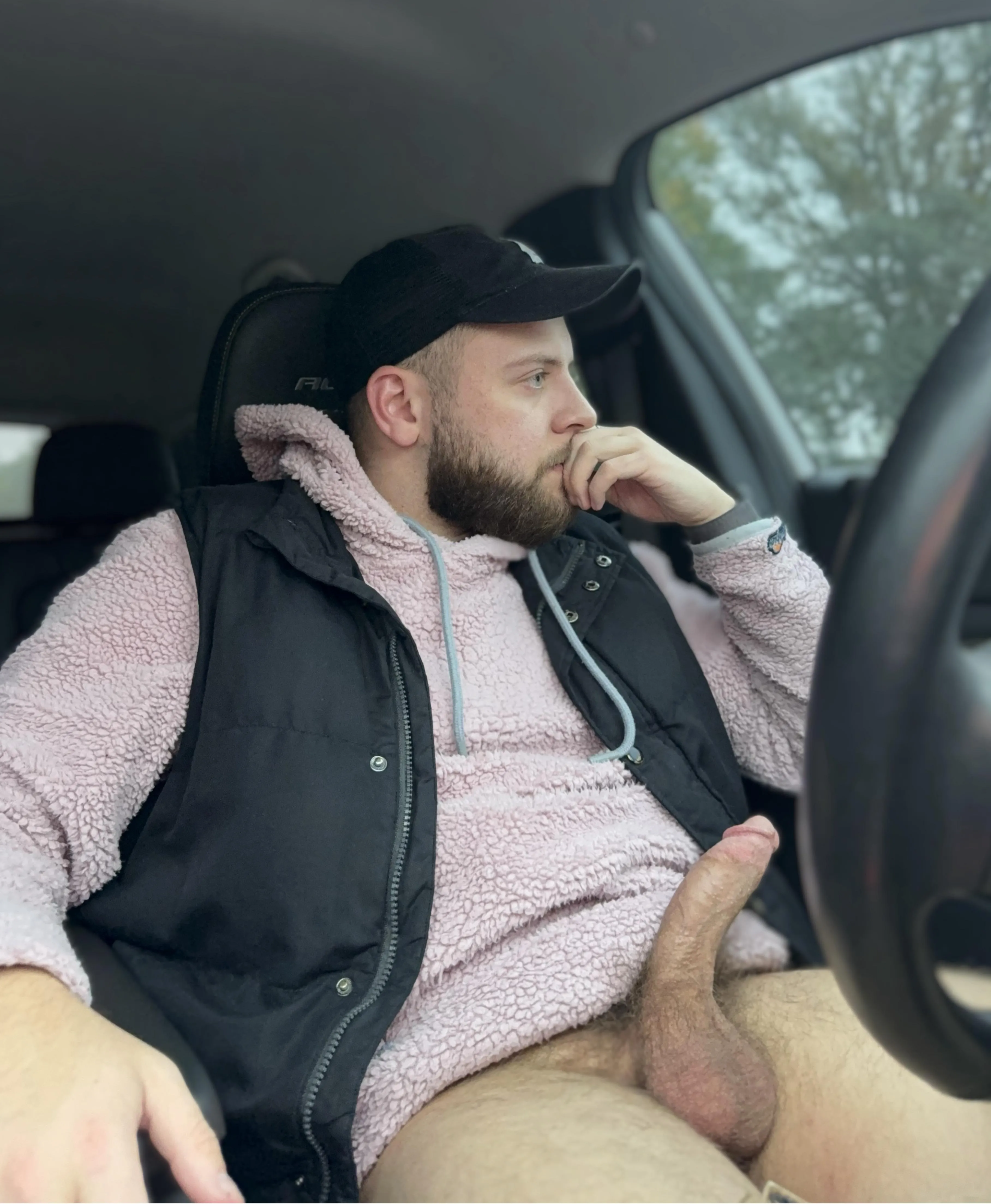 My big cock out in the grocery store parking lot