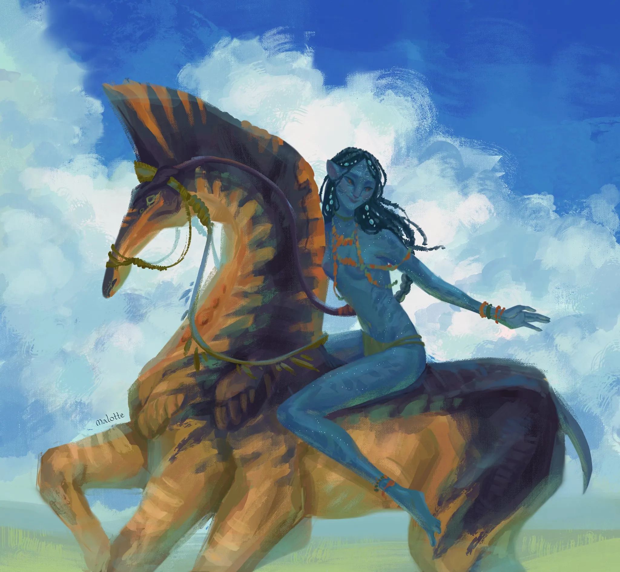 Na'vi riding her pa'li (Malotte00)