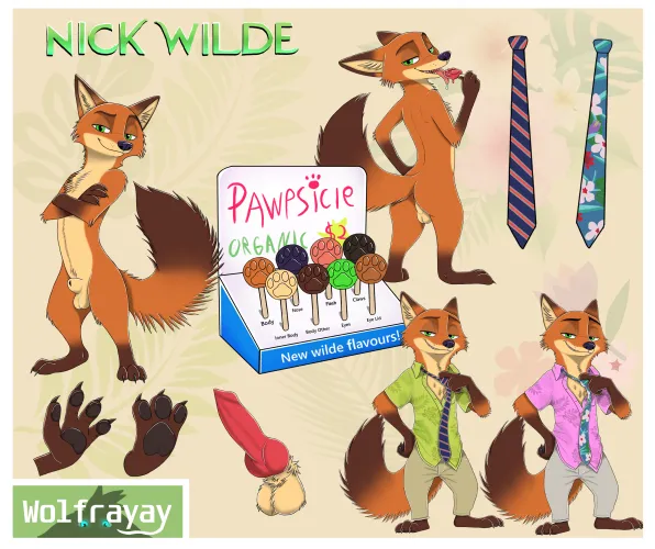 Nick Wilde Refsheet Remake NSFW (wolfrayay) [M]
