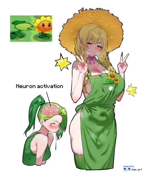 Sunflower & Peashooter (nisp_art) [Plants vs Zombies]