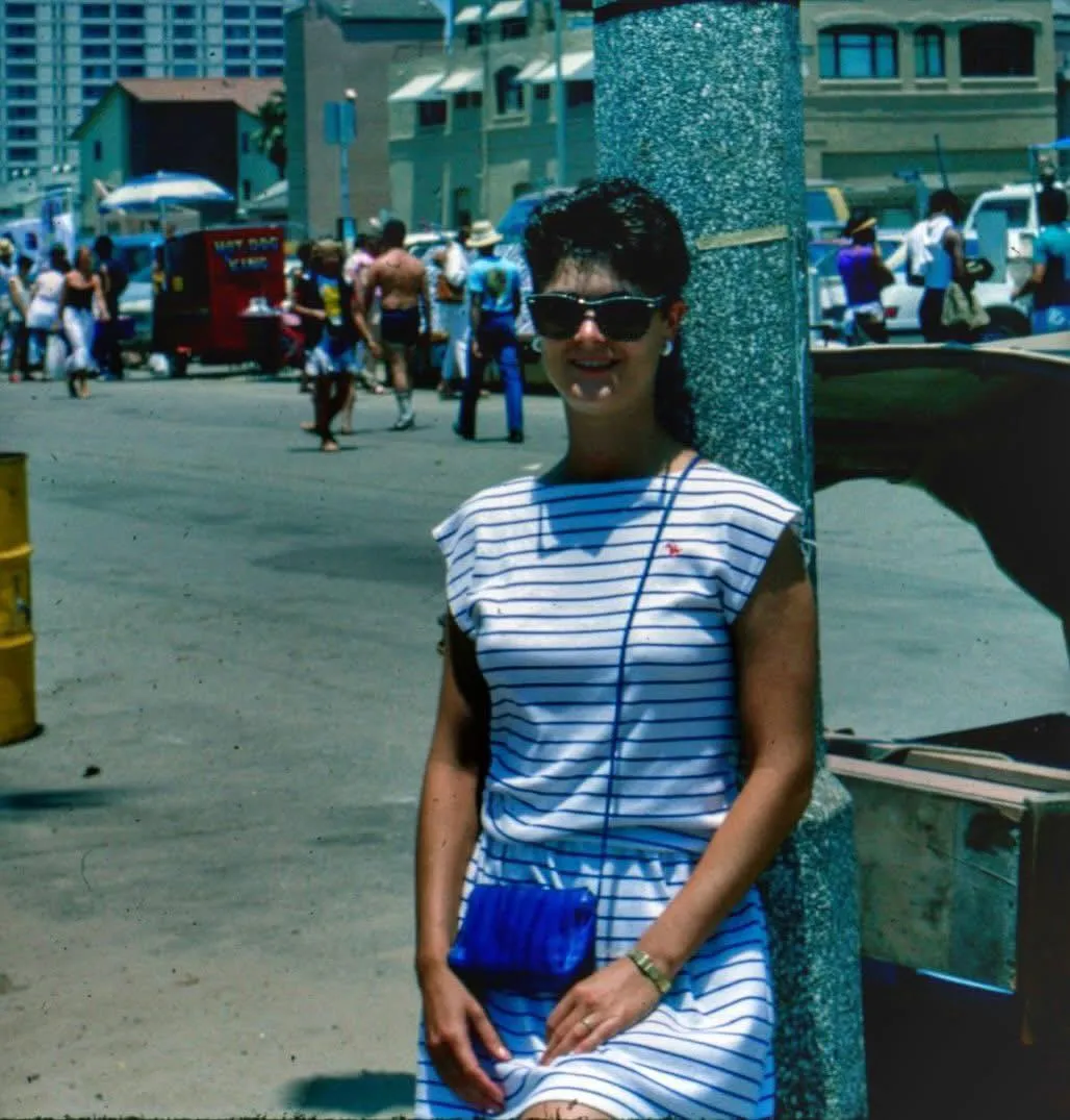 My wife. Sporting Polo and painted Wayfarers. Venice Beach [ 1982, 24 ]
