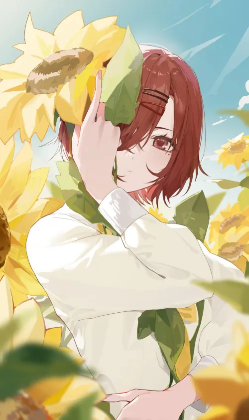 Madoka by the flowers