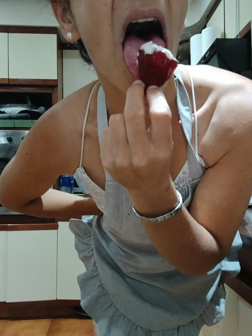 I have the sweetest strawberries this season