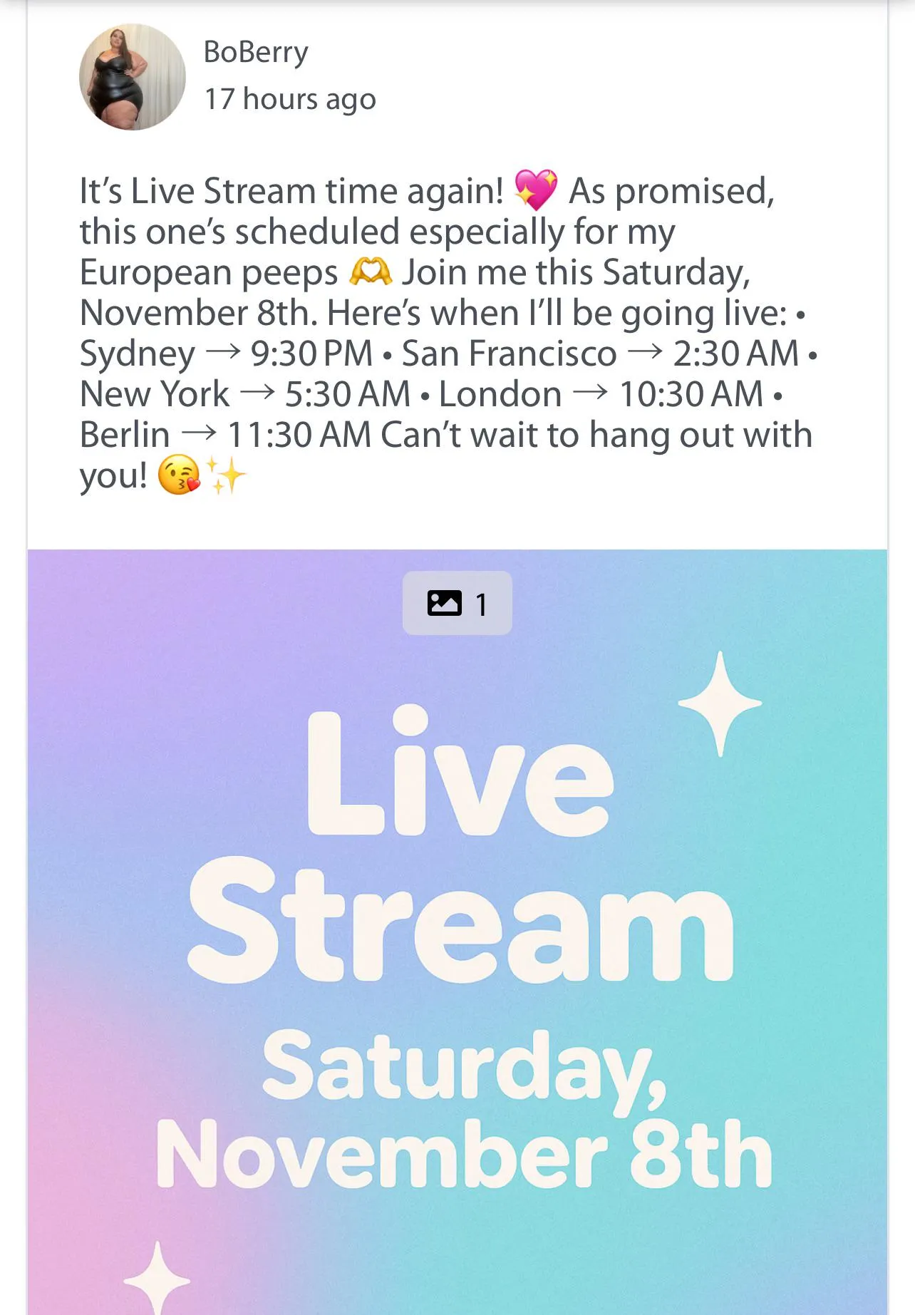 Next livestream