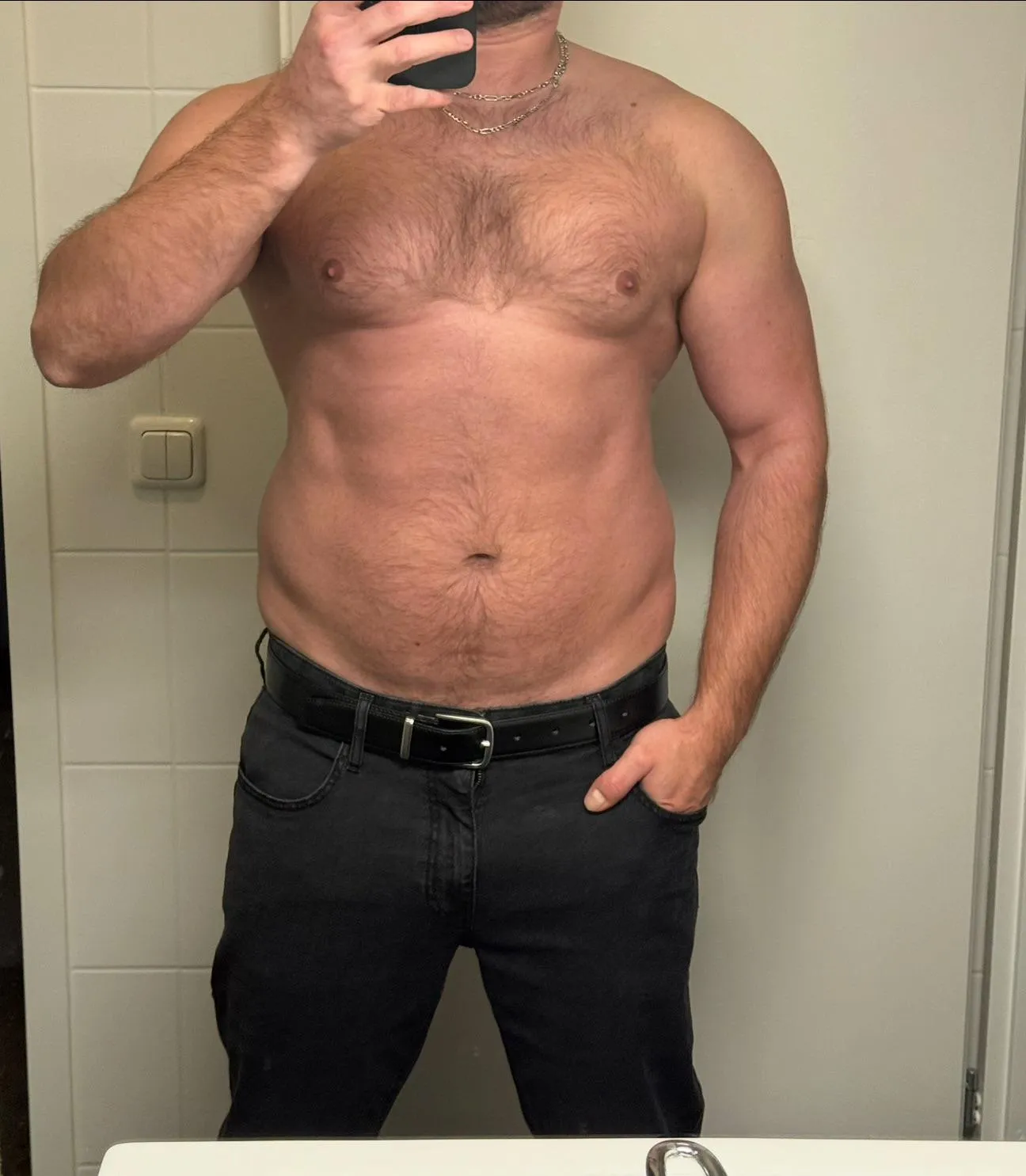 37M Hairy Hunk aesthetic. Ready for the Friday in black denim