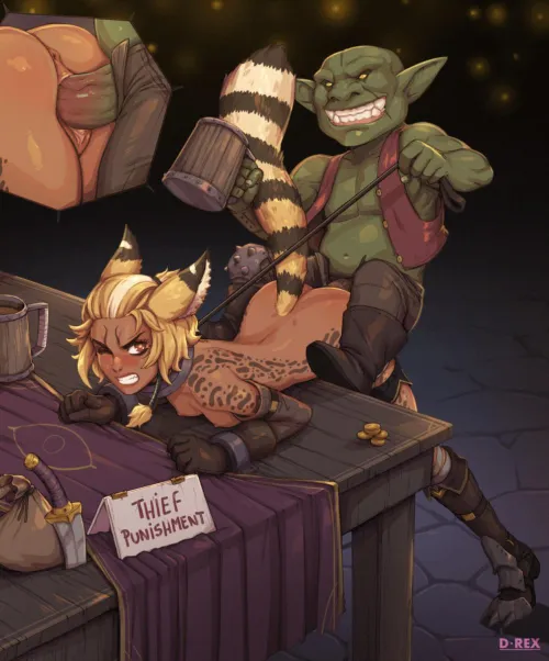 Never steal from a Goblin’s establishment — they’re not very forgiving to thieves~ (D-Rex)