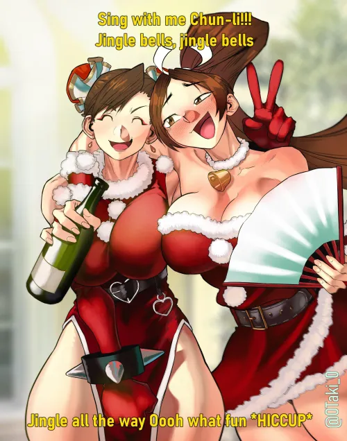 Chun-Li & Mai Christmas Party (otaki_0)