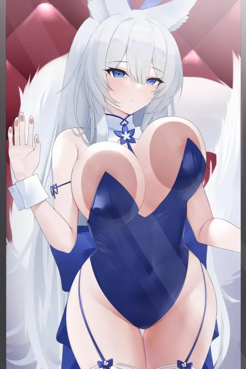 Fox bunny Shinano behind the glass