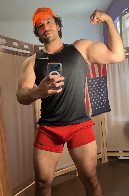 In front of the mirror