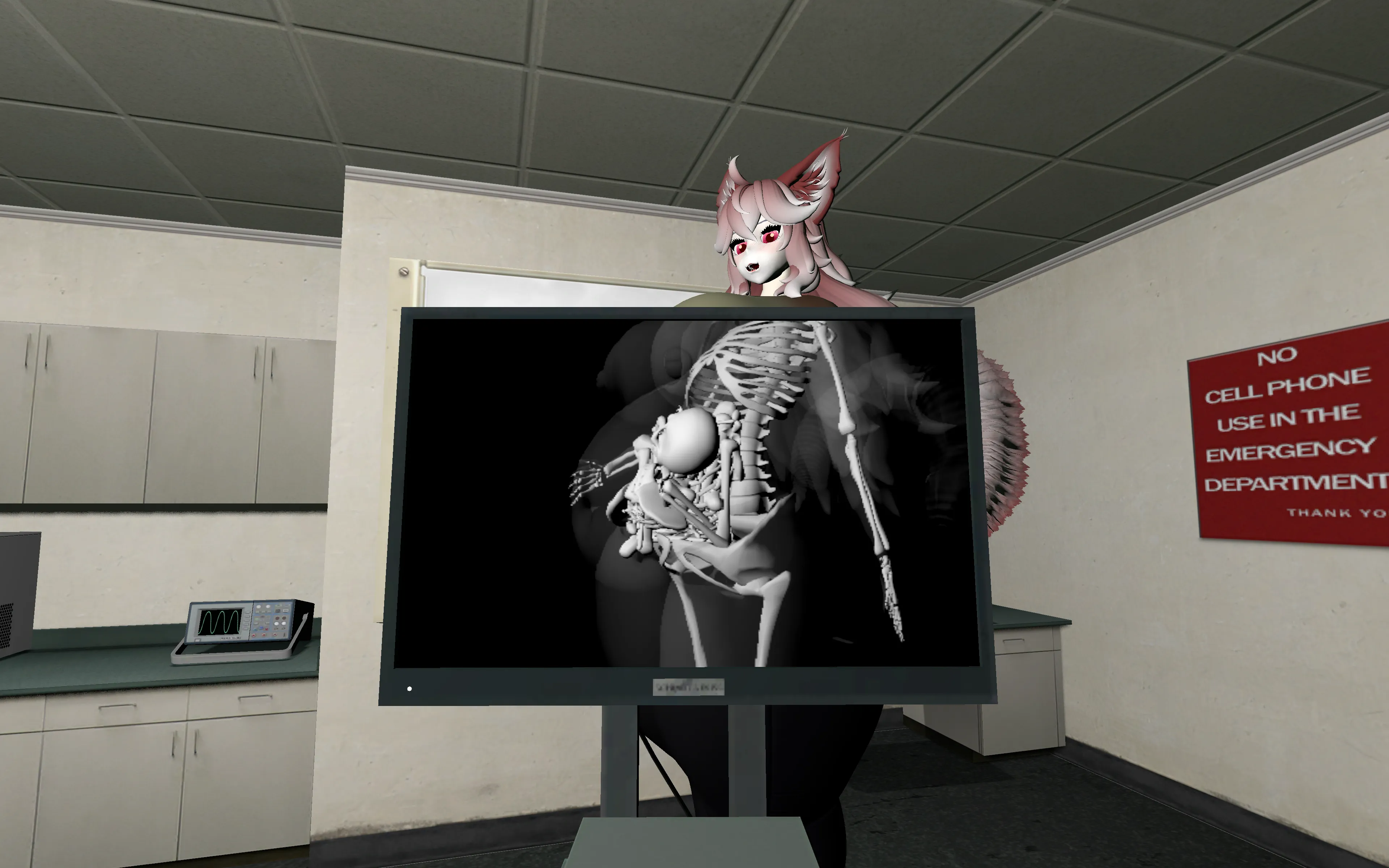 {Image} Naomi getting a post-vore Xray (Art by No_username18) [Fpred, Unknown prey, Oral Vore, Xray shot, fatal digestion]