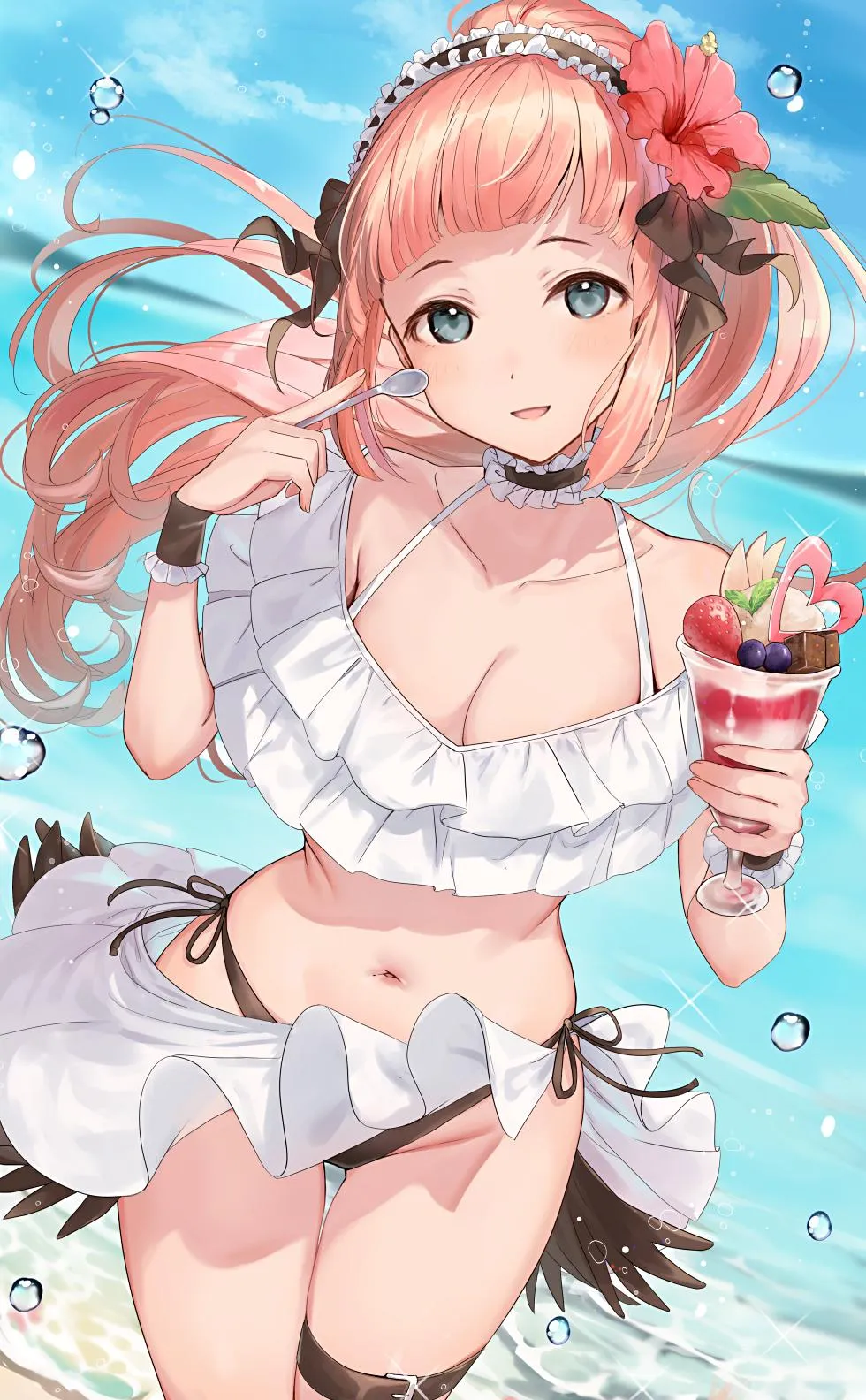 Felicia on the beach, enjoying some dessert [Haru]
