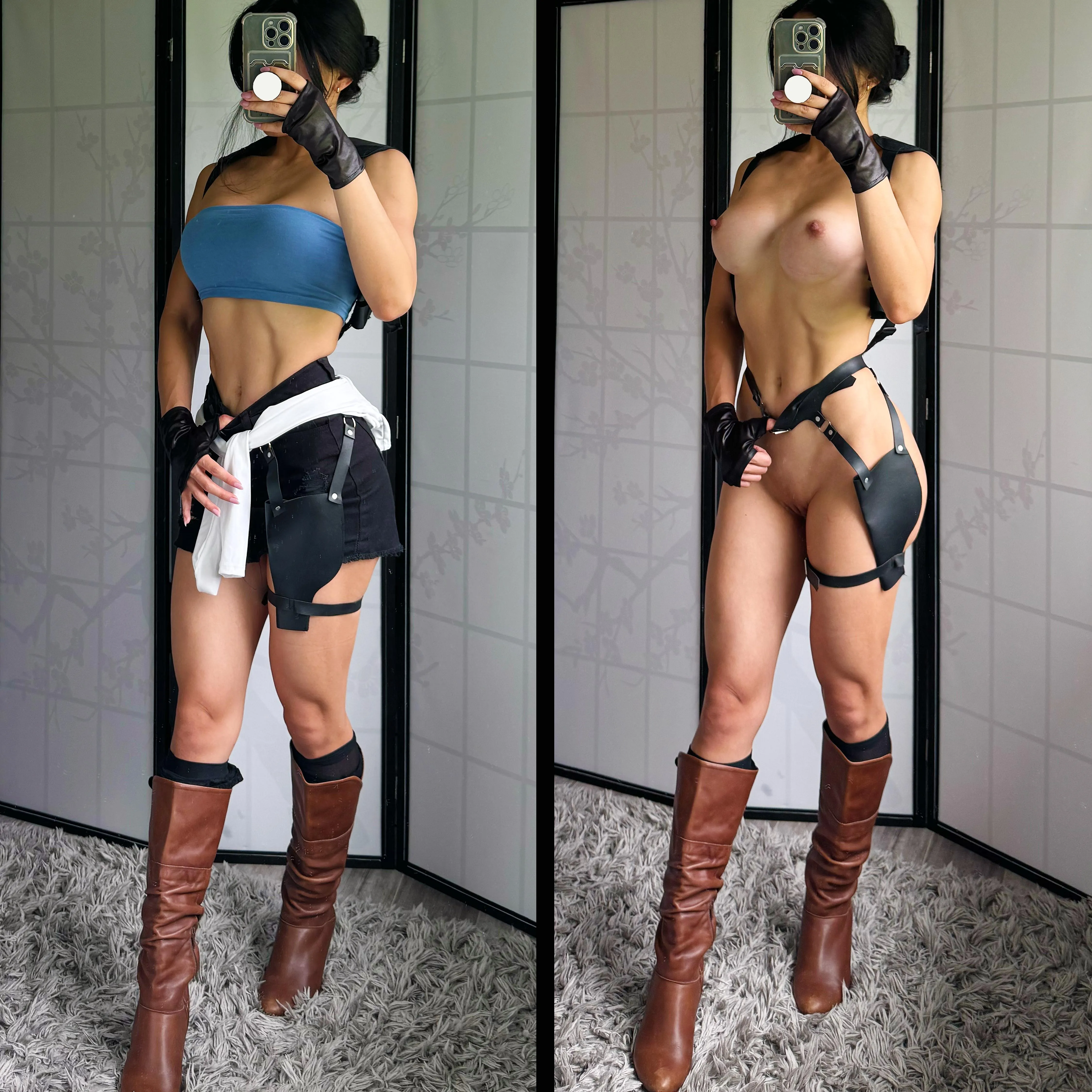 Jill Valentine on/off cosplay by (PeachyAznGirly)
