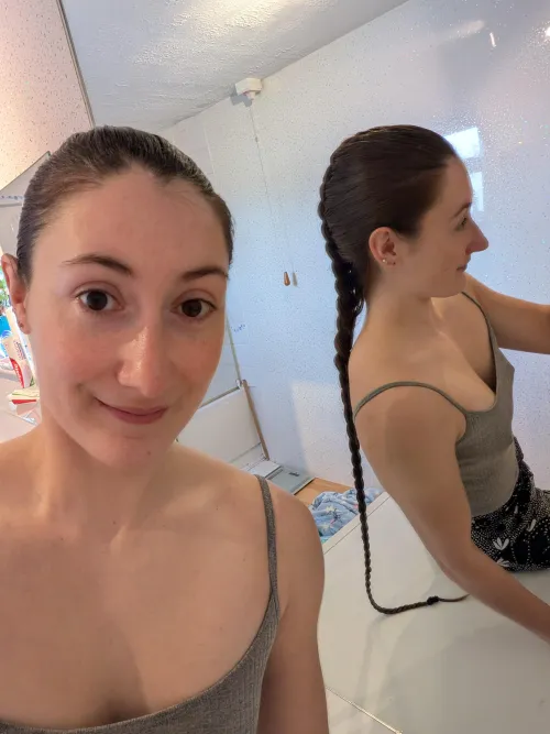 Mirror selfie to show off the braid length properly