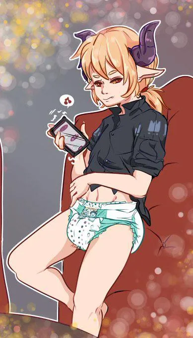 Cute diapered demon-boy