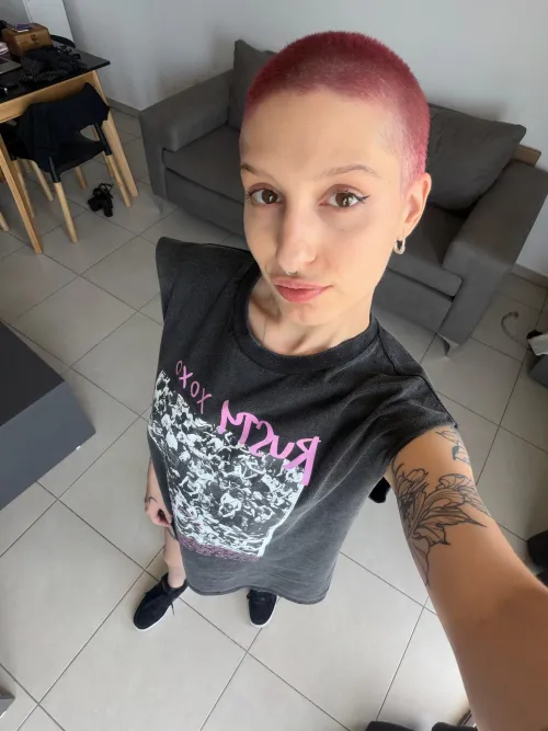 Festive pink buzzcut