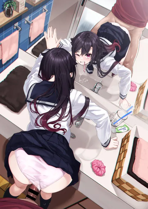 Interrupting her morning routine