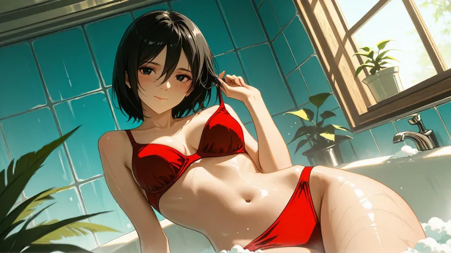 Mikasa getting ready for a bath (1920x1080)