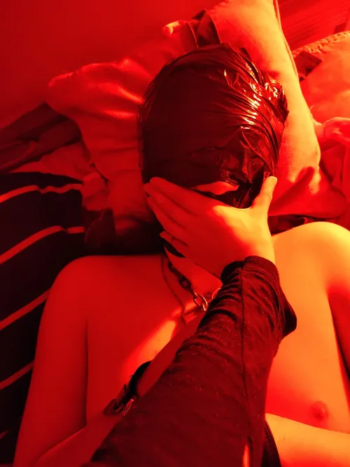 nothing like wrapping my head to remind me of my place. a toy. no identity. no sight. no speech.