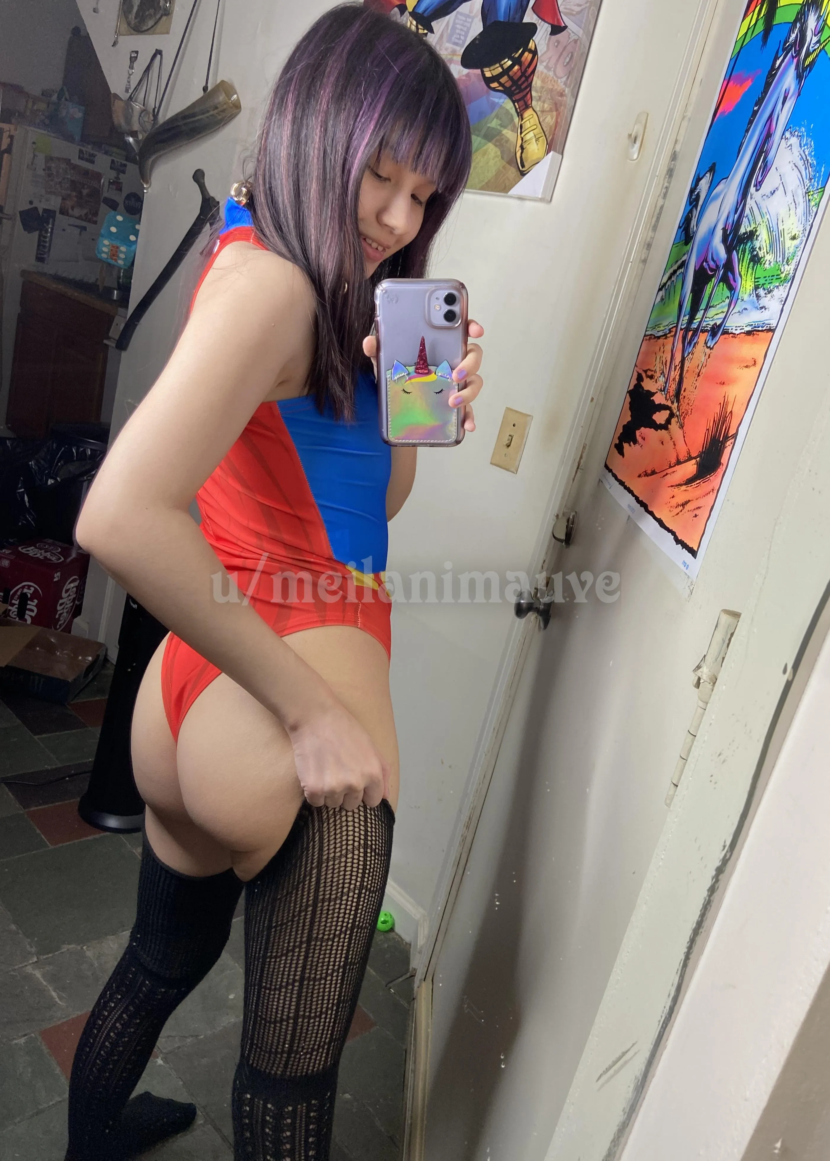 Purple and black highlighted fringe - Supergirl