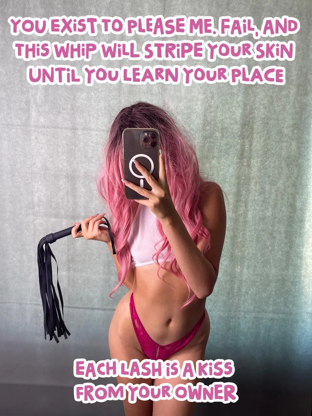 You exist to please me!! This whip will stripe your skin from your balls!! [ImageFap: princessdollmie]