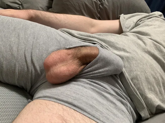 Enjoying the feeling of my nuts hanging free [29]