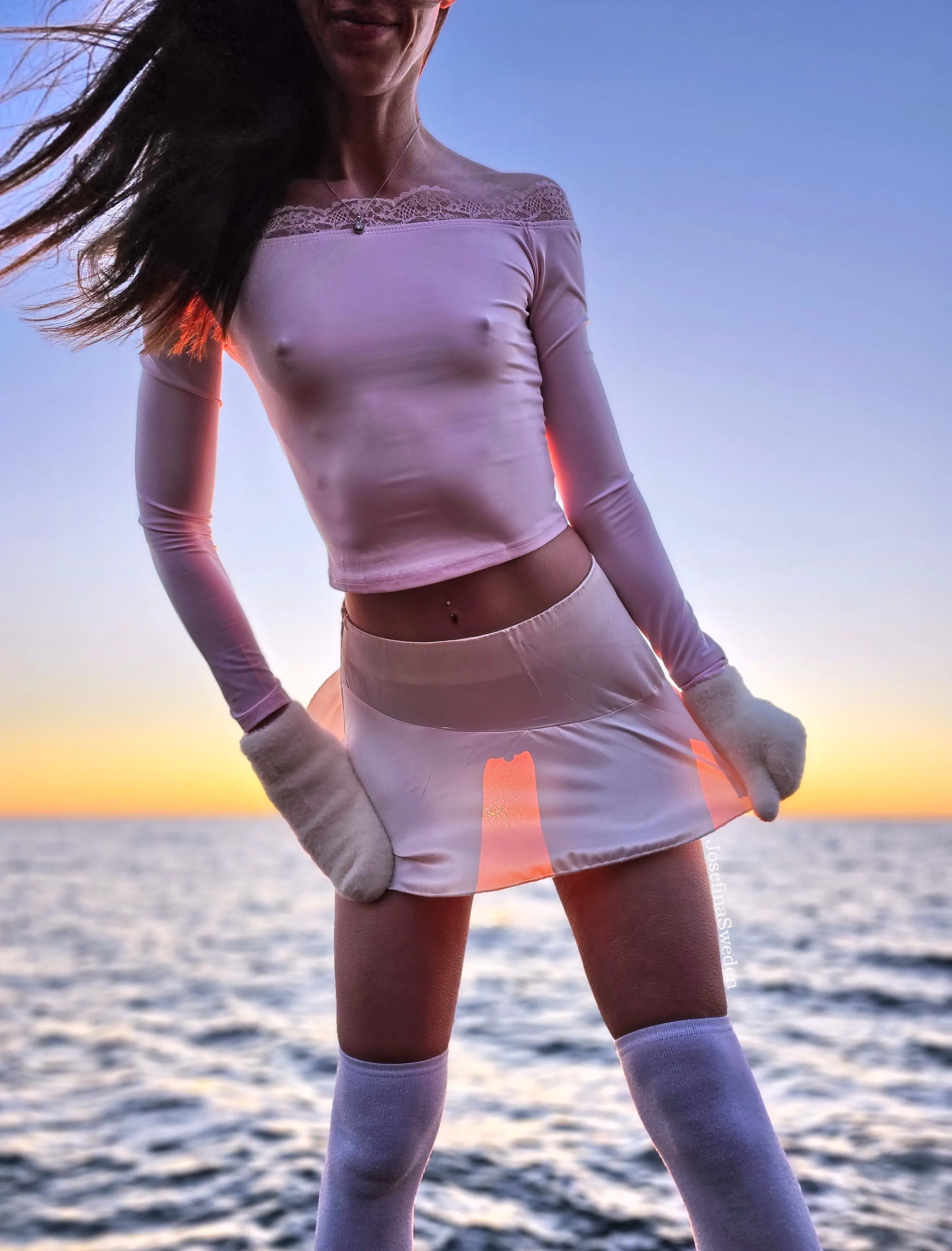 Enjoying the golden hour by the sea