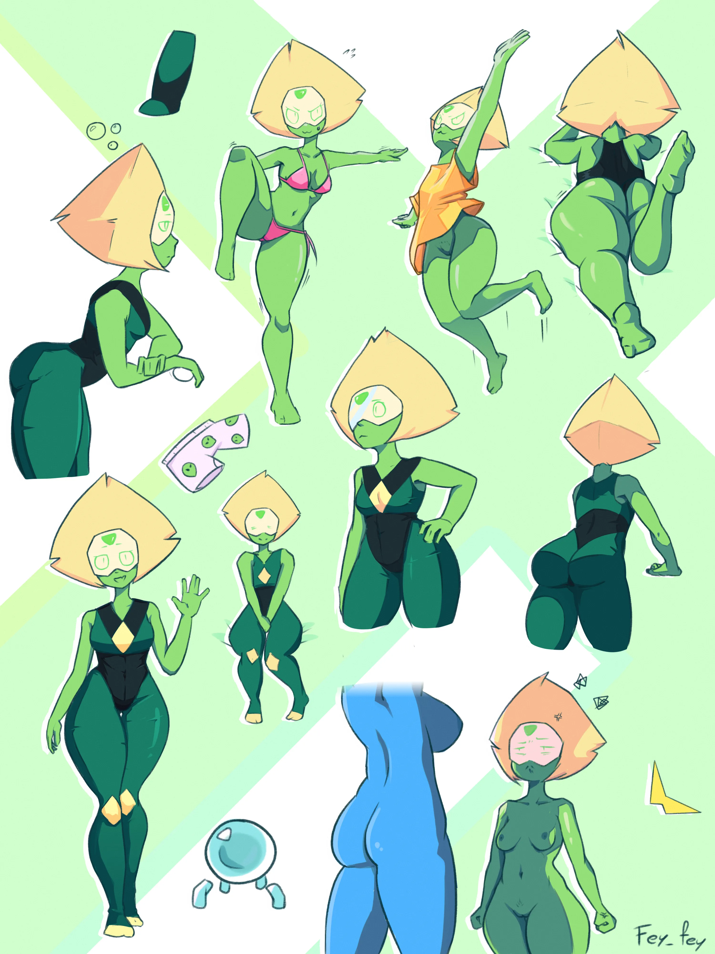 I made some drawings of the dorito queen Peridot!