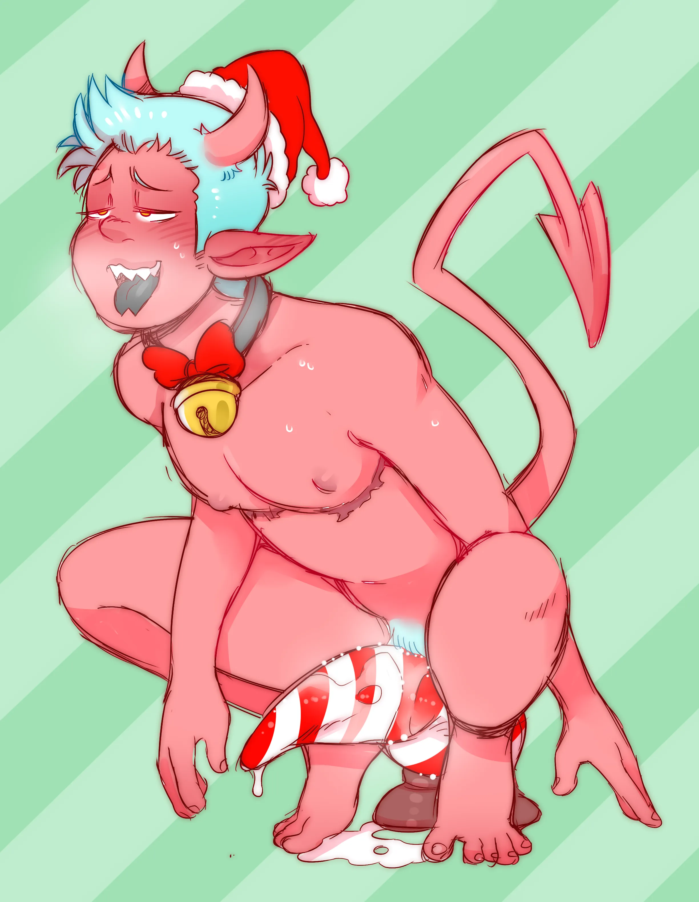 Rubbing on that Candycane Dildo (DarkChibiShadow)