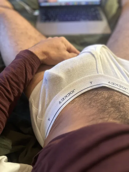 I love how the wetspot shows through my white briefs