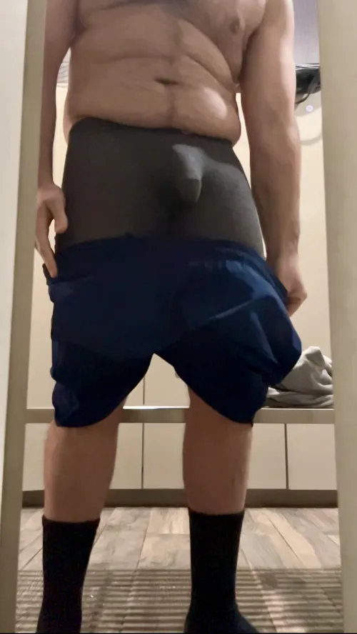 Caught in the locker room changing out of my gym outfit