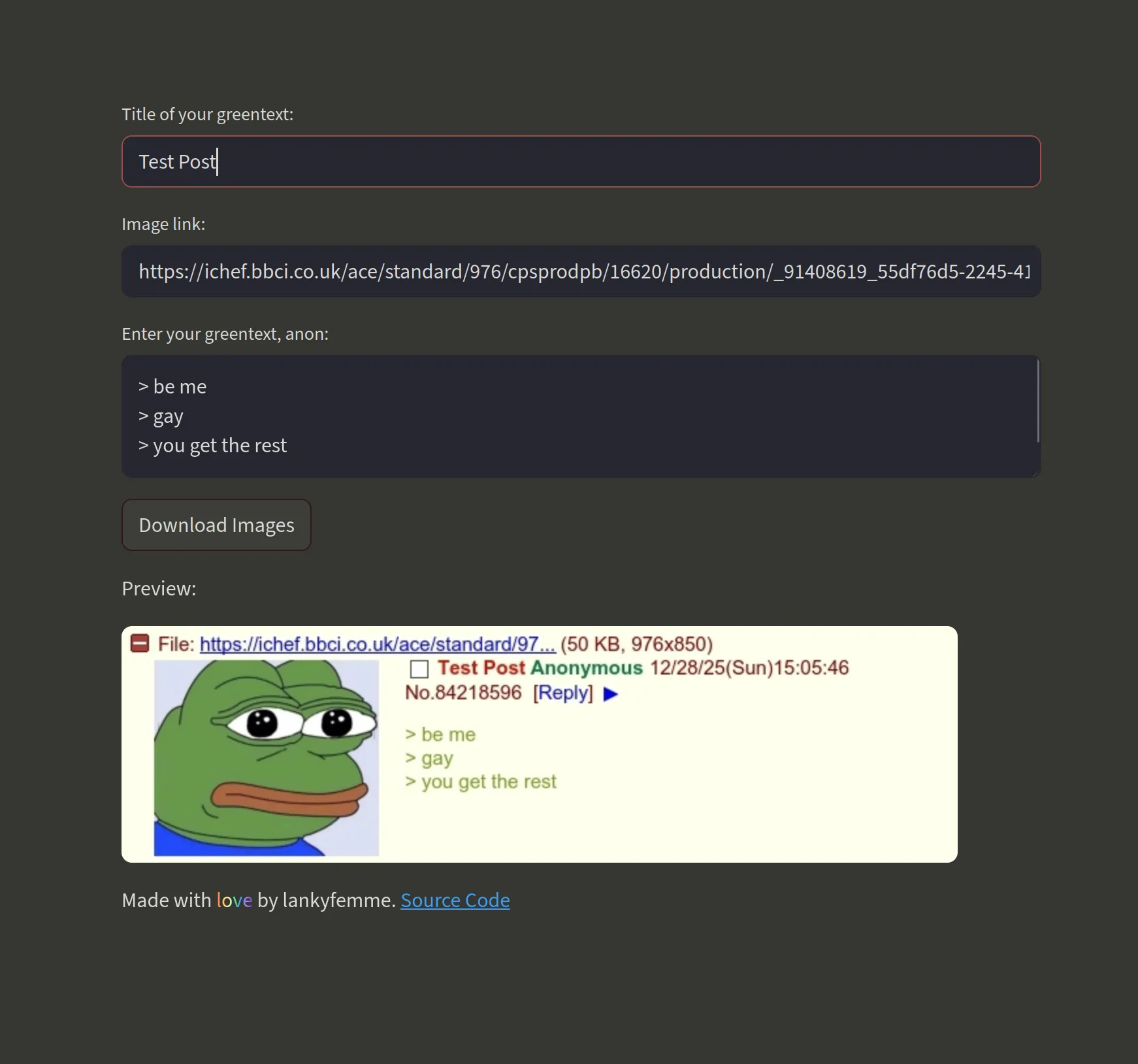 Fake 4chan Post Generator