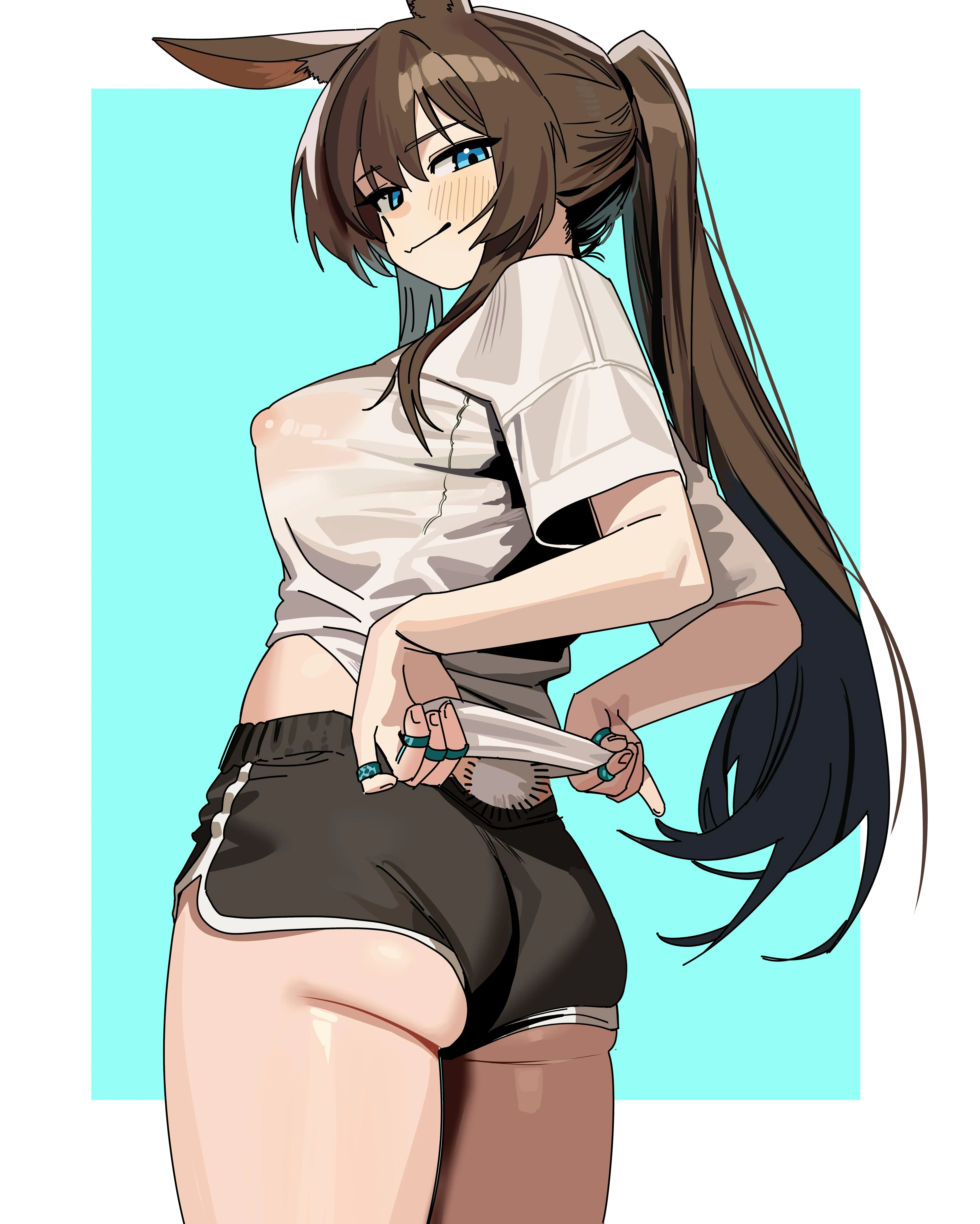 Amiya in dolphin shorts (Ruppu)